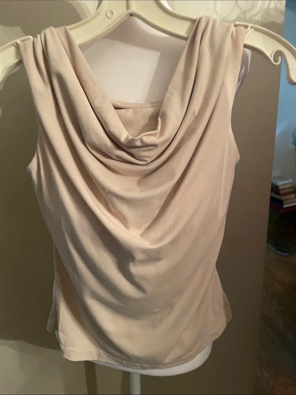 OGL Sleeveless Cowl Neck Tank Top in Light Beige